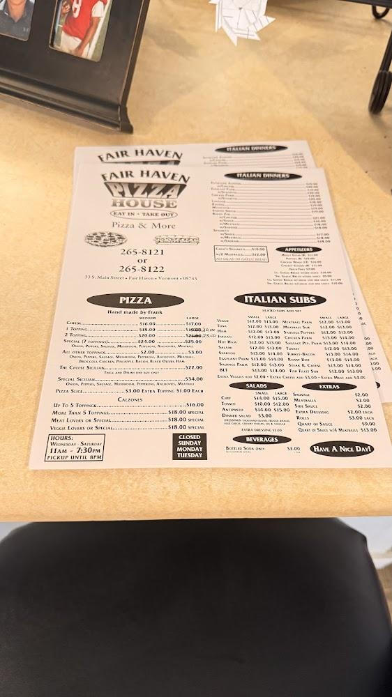 Fair Haven Pizza House & Subs Menu image 1